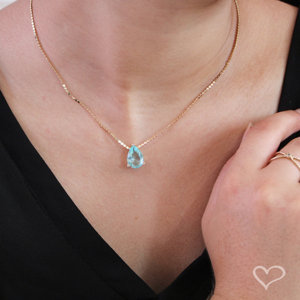 COLAR MARIA SOPHIA GOTA ZIRCÔNIA ACQUA FOLHEADO A OURO 18K