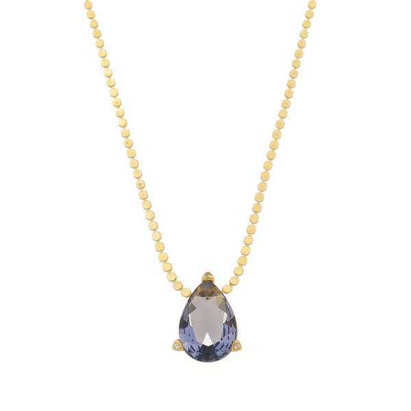 COLAR MARIA SOPHIA GOTA ZIRCÔNIA TANZANITA FOLHEADO A OURO 18K