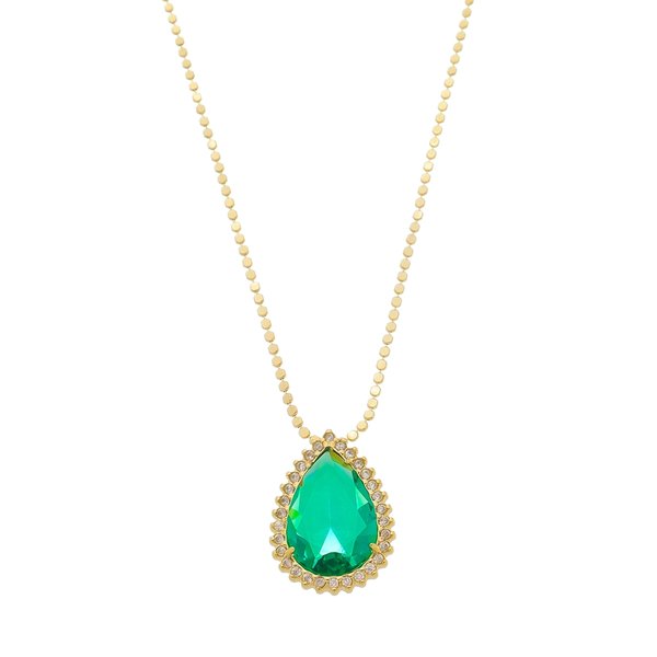 COLAR MARIA FERNANDA GOTA ZIRCÔNIA TURMALINA FOLHEADO A OURO 18K