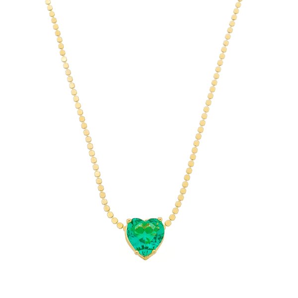 COLAR DE CORAÇÃO MARIA ANTÔNIA ZIRCÔNIA TURMALINA FOLHEADO A OURO 18K