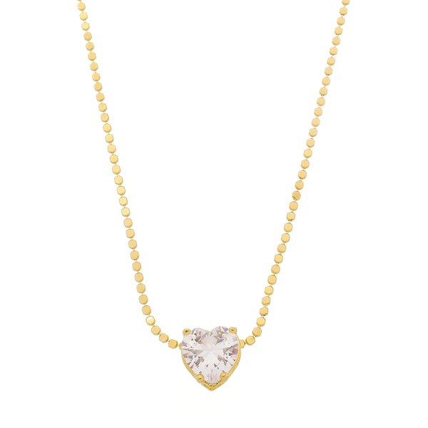 COLAR DE CORAÇÃO MARIA ANTÔNIA ZIRCÔNIA CRISTAL FOLHEADO A OURO 18K