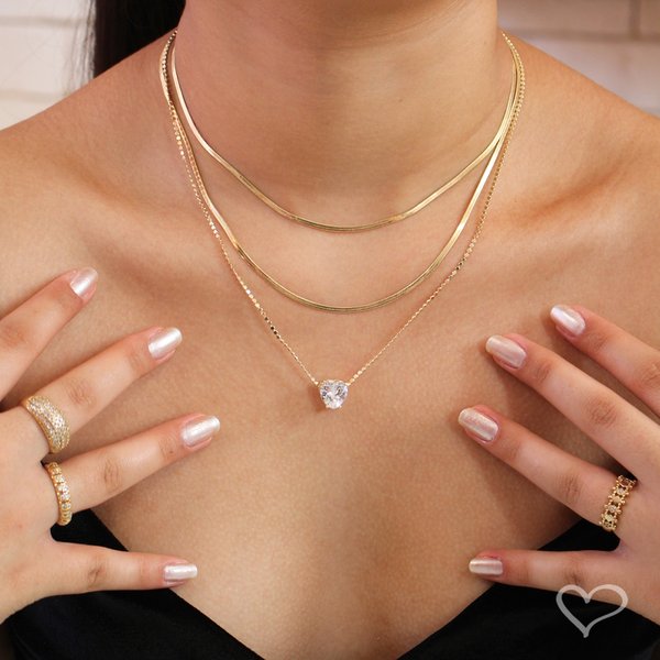 COLAR DE CORAÇÃO MARIA ANTÔNIA ZIRCÔNIA CRISTAL FOLHEADO A OURO 18K
