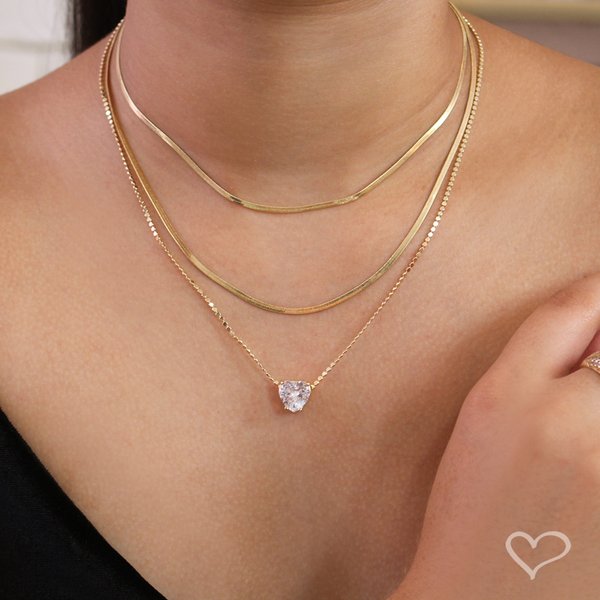 COLAR DE CORAÇÃO MARIA ANTÔNIA ZIRCÔNIA CRISTAL FOLHEADO A OURO 18K