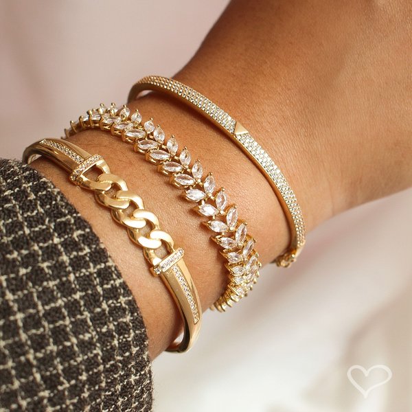 BRACELETE RACHEL ELOS ZIRCÔNIAS FOLHEADA A OURO 18K
