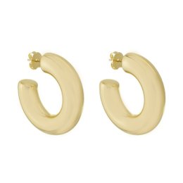 Imagem de BRINCO DE ARGOLA TUBO G ARIEL FOLHEADO A OURO 18K