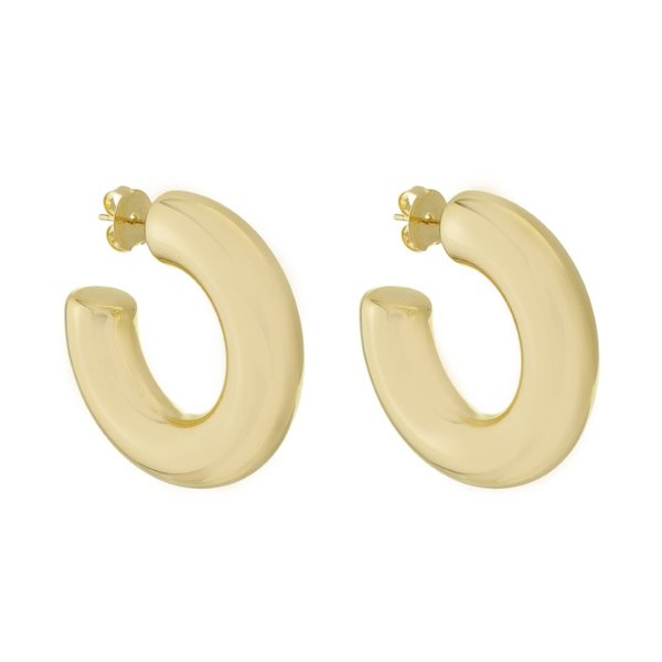 BRINCO DE ARGOLA TUBO G ARIEL FOLHEADO A OURO 18K