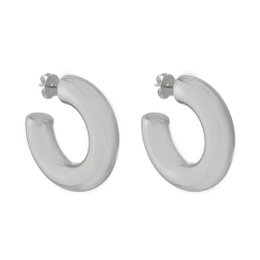 Imagem de BRINCO DE ARGOLA TUBO G ARIEL FOLHEADO EM RÓDIO BRANCO