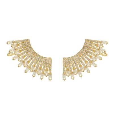 BRINCO EAR CUFF GLÓRIA ZIRCÔNIAS FOLHEADO A OURO 18K