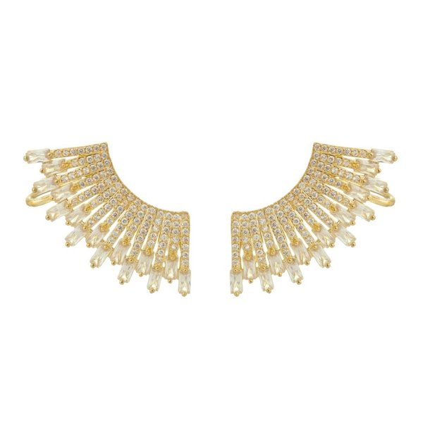BRINCO EAR CUFF GLÓRIA ZIRCÔNIAS FOLHEADO A OURO 18K