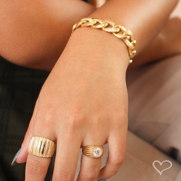 PULSEIRA KIM ELOS ZIRCÔNIAS FOLHEADO A OURO 18K