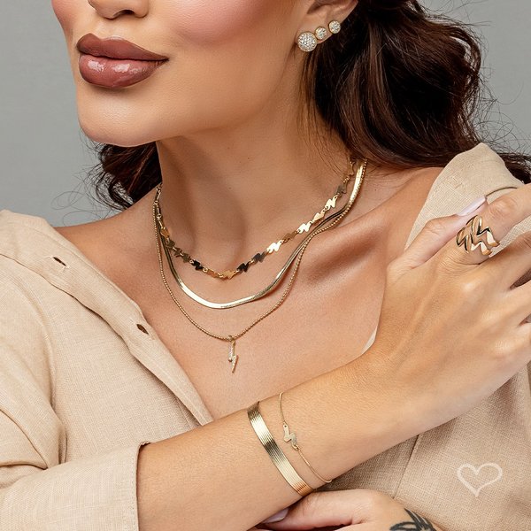 CHOKER MINI RAIOS LP FOLHEADA A OURO 18K