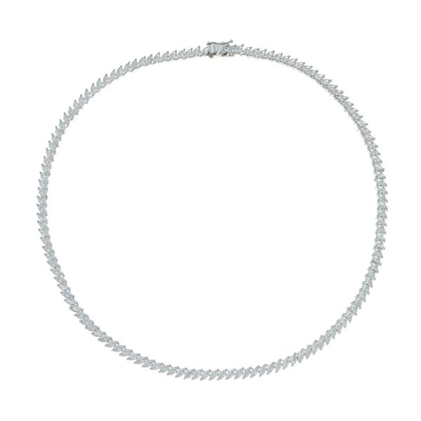 COLAR RIVIERA ESTHER ZIRCÔNIAS BAGUETE FOLHEADO EM RÓDIO BRANCO