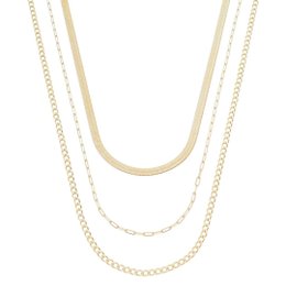 Imagem de COLAR 3 VOLTAS MARIAH MALHA E ELOS FOLHEADO A OURO 18K PIUKA