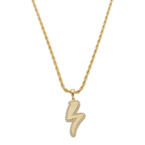 COLAR LÊ PINGENTE RAIO ZIRCÔNIAS FOLHEADO A OURO 18K