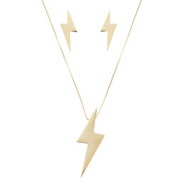 Imagem de CONJUNTO COLAR E BRINCO LP RAIO FOLHEADO A OURO 18K