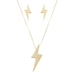 Imagem de CONJUNTO COLAR E BRINCO LP RAIO FOLHEADO A OURO 18K