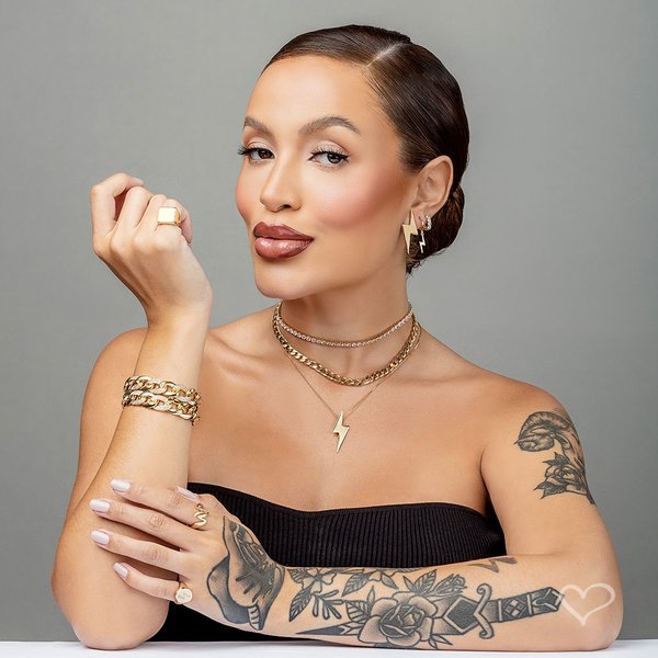 CONJUNTO COLAR E BRINCO LP RAIO FOLHEADO A OURO 18K