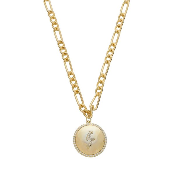 COLAR LETICIA MEDALHA RAIO ZIRCÔNIAS FOLHEADO A OURO 18K