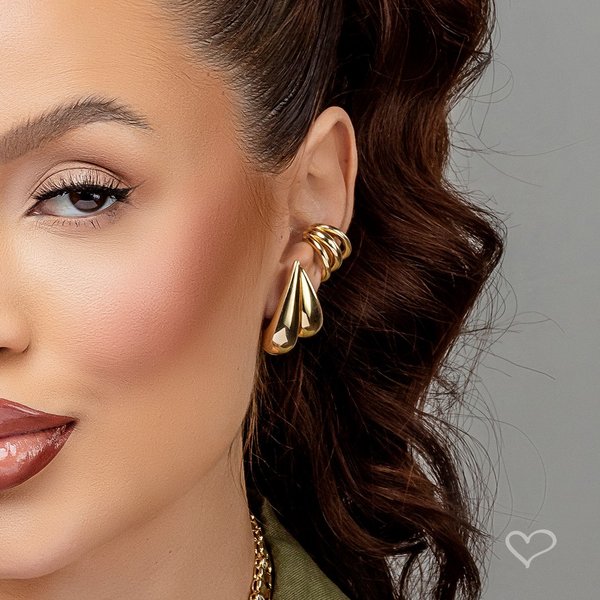 BRINCO DE ARGOLA VINTAGE GLENDA M FOLHEADO A OURO 18K