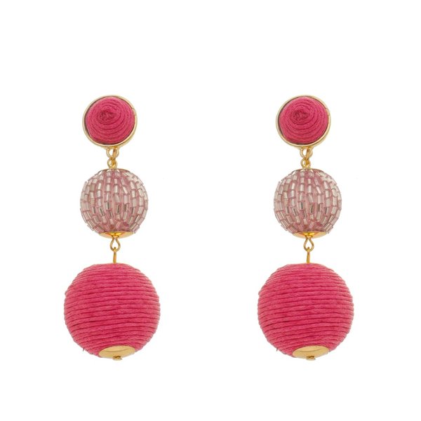 BRINCO BOLAS FIO PINK MARIA RITA