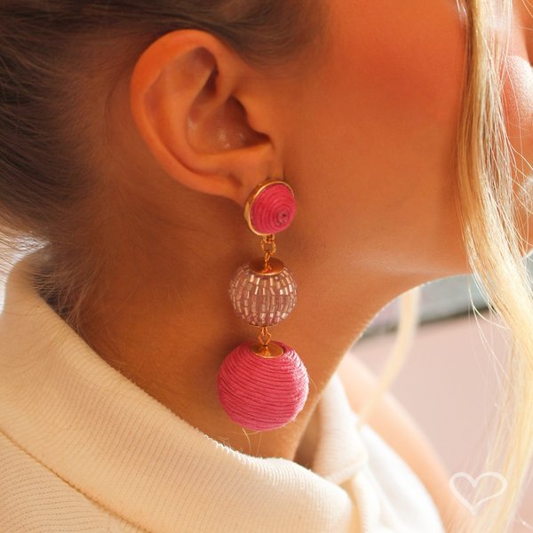 BRINCO BOLAS FIO PINK MARIA RITA