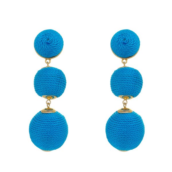 BRINCO BOLAS FIO AZUL MARIA ELIMIA