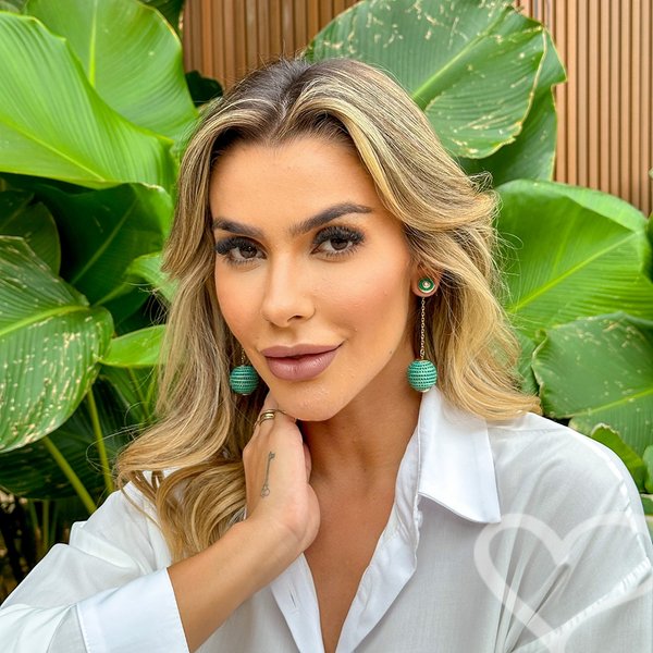 BRINCO BOLA FIO VERDE MARIA CLARA