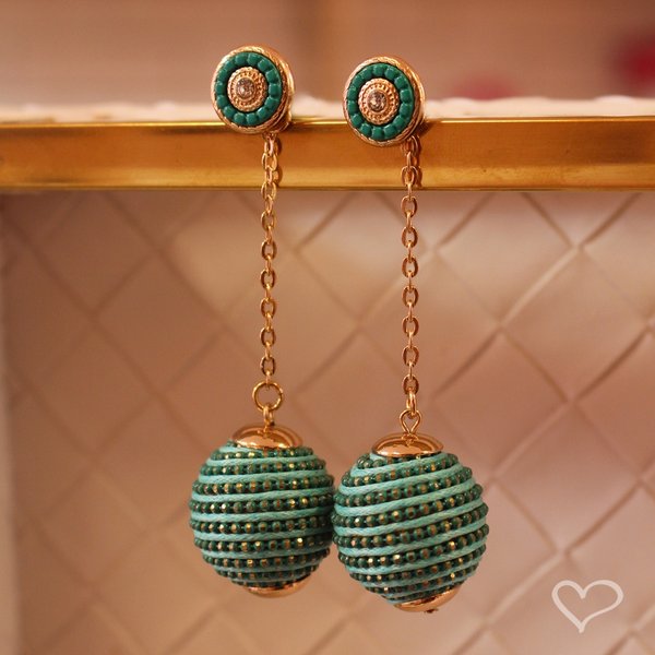 BRINCO BOLA FIO VERDE MARIA CLARA