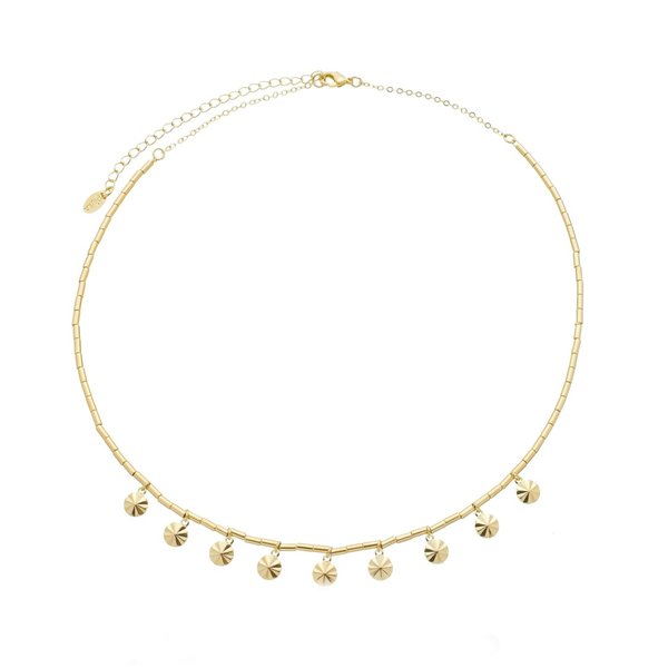 COLAR YASMIN CANUTILHO MINI MEDALHA VINTAGE FOLHEADO A OURO 18K PIUKA