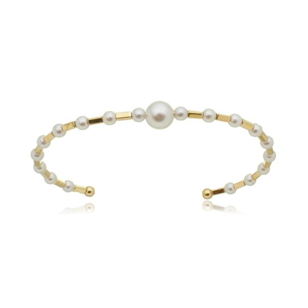 BRACELETE LIZ CANUTILHOS E PÉROLAS FOLHEADO A OURO 18K
