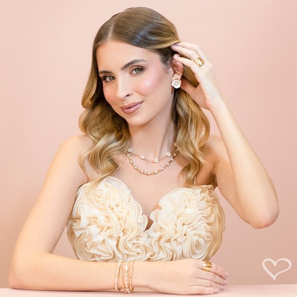 BRACELETE LIZ CANUTILHOS E PÉROLAS FOLHEADO A OURO 18K