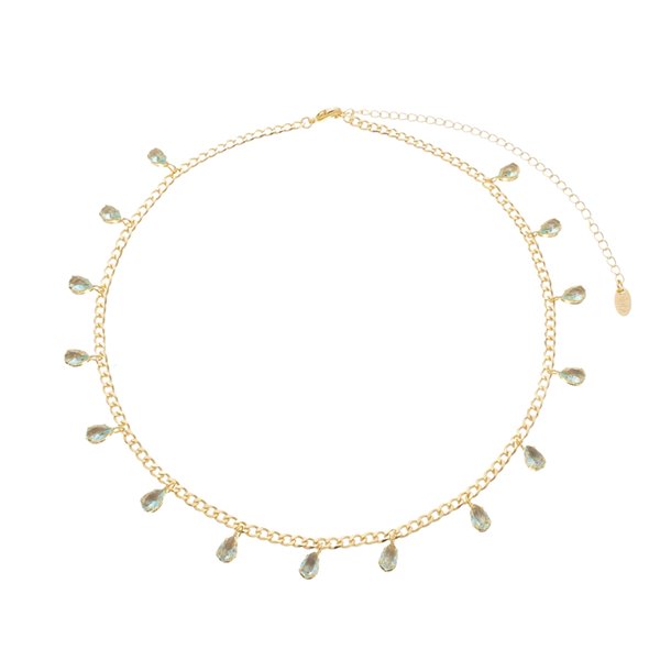 CHOKER PRINCESS FE GOTA ZIRCÔNIA ACQUA FOLHEADA A OURO 18K