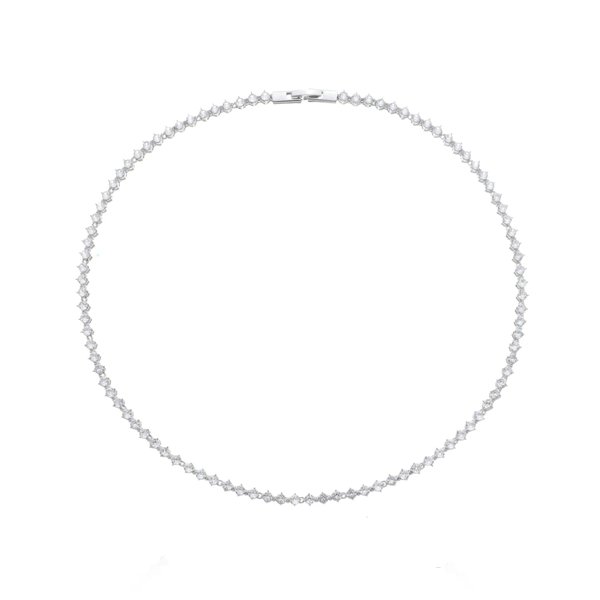 COLAR RIVIERA TAYLOR ZIRCÔNIAS FOLHEADO EM RÓDIO BRANCO