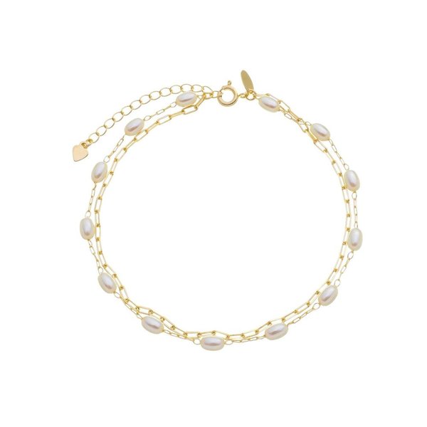Pulseira Valentina Duas Voltas Pérolas Folheada A Ouro 18K