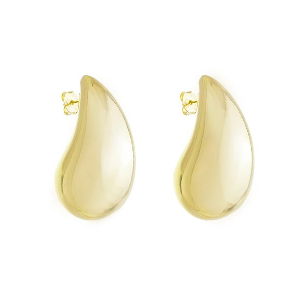 BRINCO HAILEY GOTA GRANDE FOLHEADO A OURO 18K PIUKA