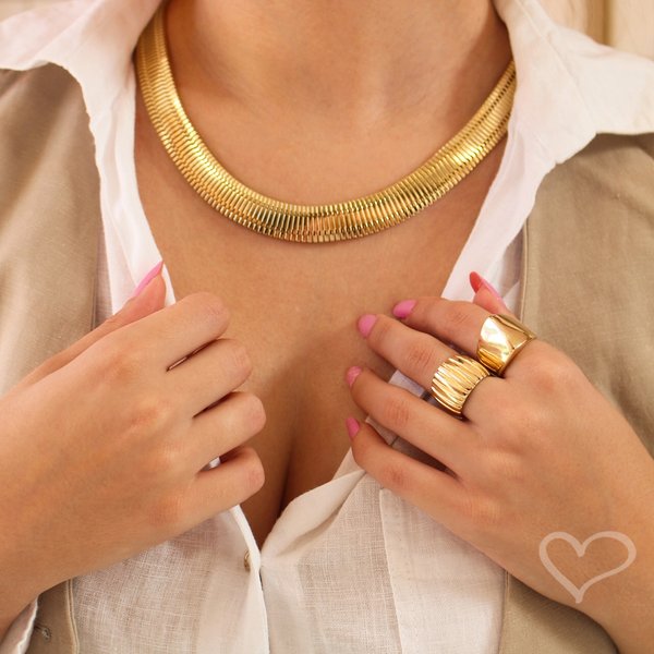 CHOKER SERENA MALHA RELÓGIO FOLHEADA A OURO 18K