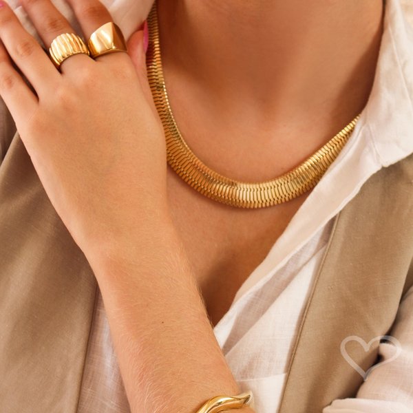 CHOKER SERENA MALHA RELÓGIO FOLHEADA A OURO 18K