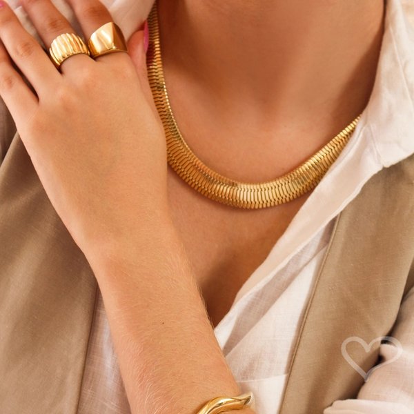 CHOKER SERENA MALHA RELÓGIO FOLHEADA A OURO 18K
