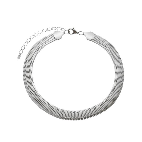 CHOKER SERENA MALHA RELÓGIO FOLHEADA EM RÓDIO BRANCO