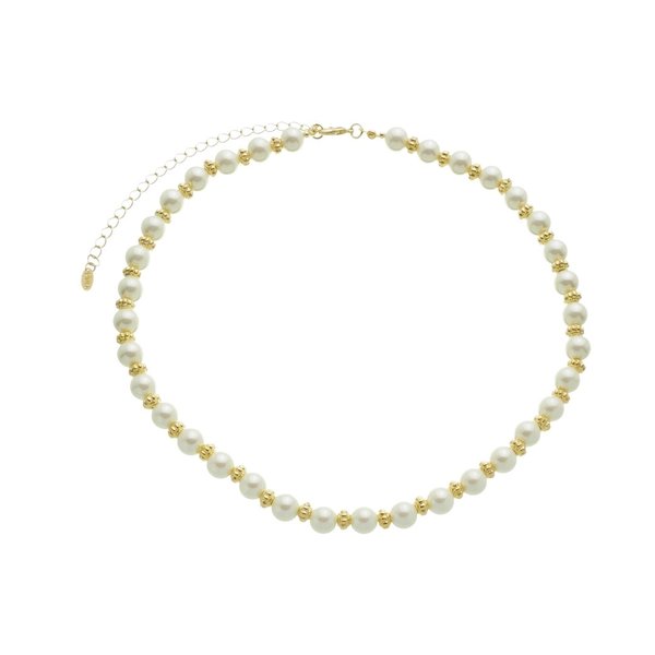 Colar De Pérolas Victória Metal Folheado A Ouro 18K