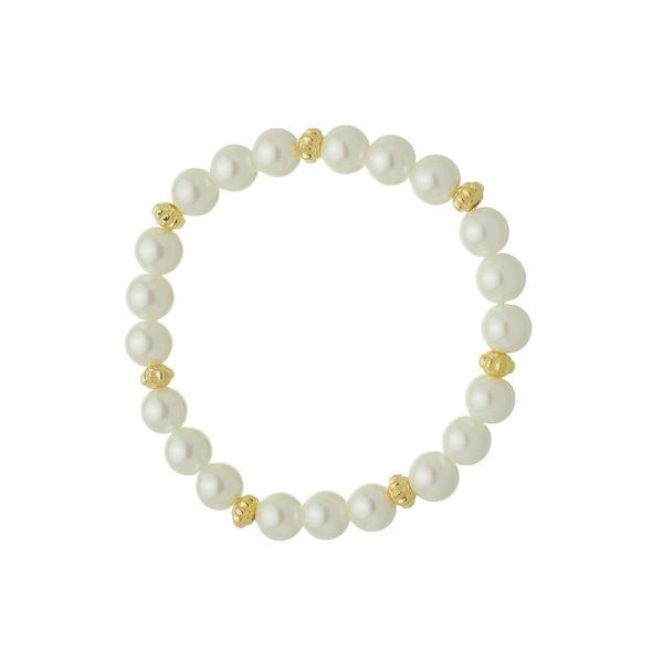 PULSEIRA DE PÉROLAS VICTÓRIA METAL FOLHEADA A OURO 18K