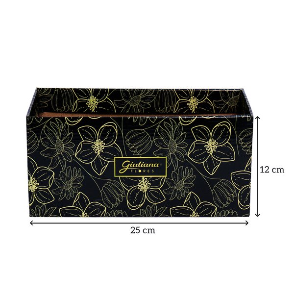 Caixa com 6 Unidades Cachepot Preto Personalizado (A12x L25 x P12,8)cm