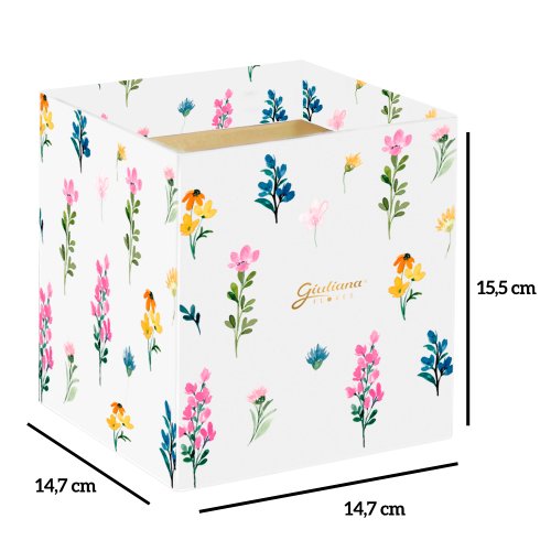 Caixa com 30 unidades cachepot flores fundo branco (A155x L147x P147)cm
