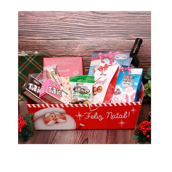 Cesta de Natal Em Família Vinho e Panetone