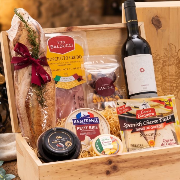 Cesta de Queijo e Vinho Super Luxo
