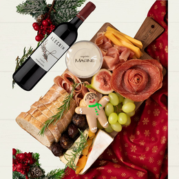 Imagem de Tábua de Queijos e Frios Natalina com Vinho