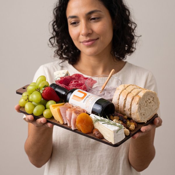 Tábua de Queijos, Frios e Frutas com Vinho Pequeno
