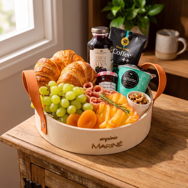 Cesta de Café da Manhã Frutas e Frios
