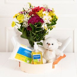 Imagem de Cesta Maternidade Carinho com Ursinho e Flores