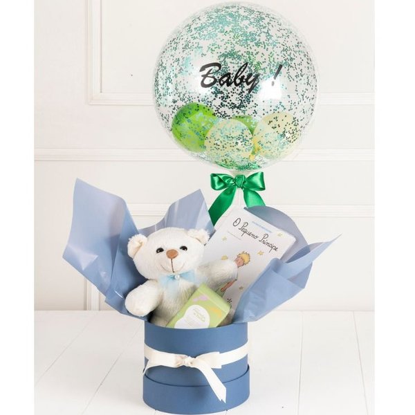 Cesta Encanto do Pequeno Príncipe com Balão Menino